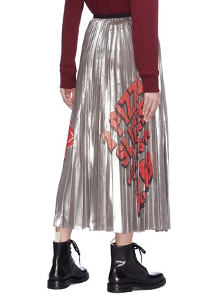 Back View - Click To Enlarge - MARC JACOBS - Slogan print pleated metallic skirt