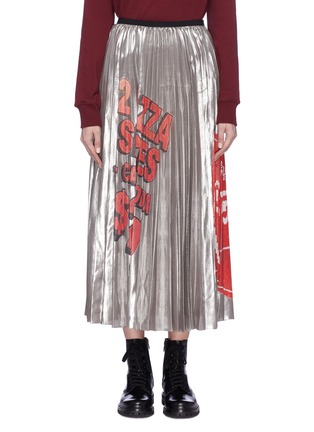 Main View - Click To Enlarge - MARC JACOBS - Slogan print pleated metallic skirt
