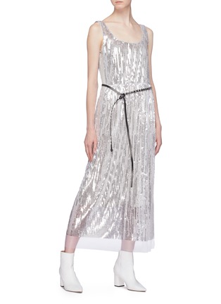 Figure View - Click To Enlarge - MARC JACOBS - Belted silk tulle panel sequin dress