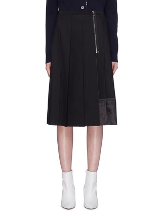 Main View - Click To Enlarge - MARC JACOBS - Satin panel pleated wool skirt