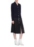 Figure View - Click To Enlarge - MARC JACOBS - Satin panel pleated wool skirt
