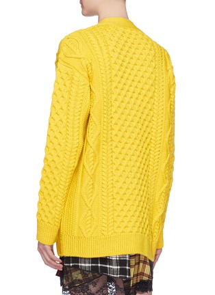 Back View - Click To Enlarge - MARC JACOBS - Merino wool cable knit cardigan