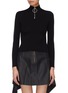 Main View - Click To Enlarge - PORTSPURE - Cutout sleeve half zip sweater