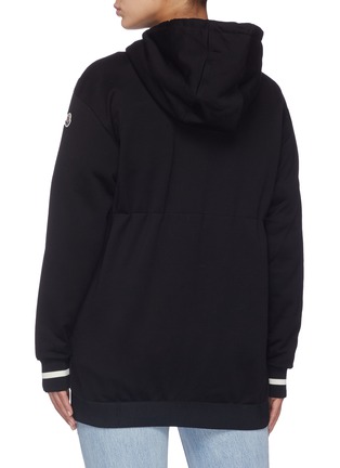 Back View - Click To Enlarge - MONCLER - 'Maglia' jersey panel down puffer zip hoodie