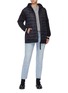 Figure View - Click To Enlarge - MONCLER - 'Maglia' jersey panel down puffer zip hoodie