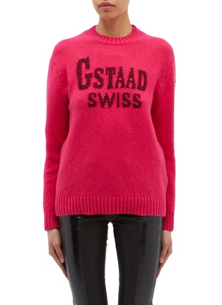 Main View - Click To Enlarge - MONCLER - 'Gstaad Swiss' slogan jacquard sweater