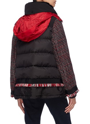 Back View - Click To Enlarge - MONCLER - Tweed panel hooded down puffer jacket