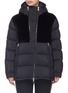 Main View - Click To Enlarge - MONCLER - 'Blongios' velvet panel hooded down puffer jacket