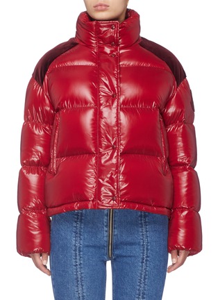 Main View - Click To Enlarge - MONCLER - 'Chouette' velvet shoulder panel down puffer jacket