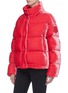 Detail View - Click To Enlarge - MONCLER - 'Caille' detachable contrast hood down puffer velvet jacket