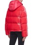 Back View - Click To Enlarge - MONCLER - 'Caille' detachable contrast hood down puffer velvet jacket