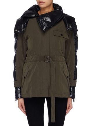 Main View - Click To Enlarge - MONCLER - Belted down puffer back twill military jacket