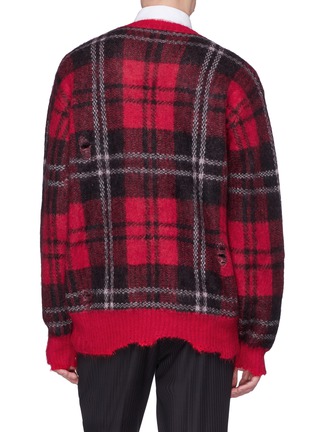 Back View - Click To Enlarge - ALEXANDER MCQUEEN - Distressed tartan plaid sweater