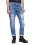 Front View - Click To Enlarge - ALEXANDER MCQUEEN - Floral print panel ripped jeans