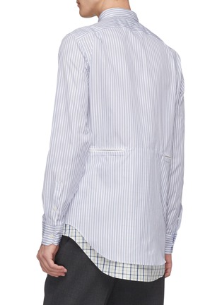 Back View - Click To Enlarge - ALEXANDER MCQUEEN - Zip waist layered hem stripe shirt