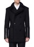 Main View - Click To Enlarge - ALEXANDER MCQUEEN - Detachable placket leather cuff virgin wool melton peacoat