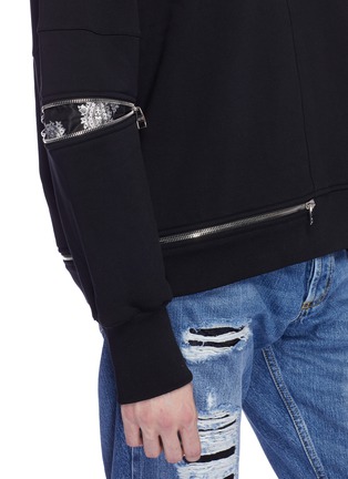 Detail View - Click To Enlarge - ALEXANDER MCQUEEN - Paisley jacquard zip gusset sweatshirt
