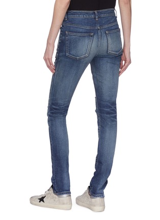 Back View - Click To Enlarge - SAINT LAURENT - Ripped knee skinny jeans