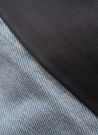 Detail View - Click To Enlarge - ALEXANDER WANG - Colourblock denim panel leather hybrid leggings