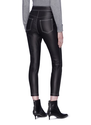 Back View - Click To Enlarge - ALEXANDER WANG - Contrast topstitching cropped leggings