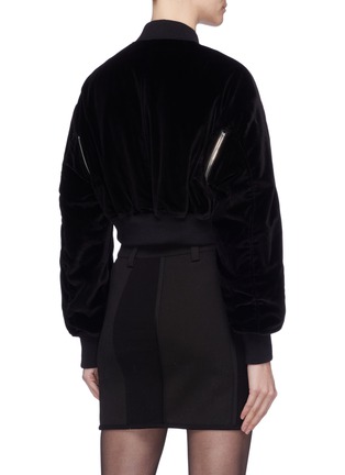 Back View - Click To Enlarge - ALEXANDER WANG - Zip sleeve snap button velvet bomber jacket