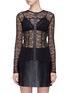 Main View - Click To Enlarge - ALEXANDER WANG - Leather placket Chantilly lace shirt