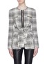 Main View - Click To Enlarge - ALEXANDER WANG - Sleeve tie front check plaid tweed jacket
