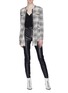 Figure View - Click To Enlarge - ALEXANDER WANG - Sleeve tie front check plaid tweed jacket