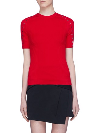 Main View - Click To Enlarge - ALEXANDER WANG - Snap button sleeve rib knit sweater