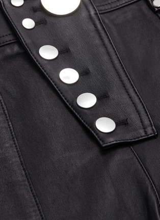 Detail View - Click To Enlarge - ALEXANDER WANG - Colourblock denim panel hybrid leather leggings