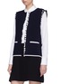 Detail View - Click To Enlarge - THOM BROWNE  - Detachable sleeve wool blend knit cardigan