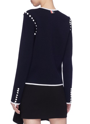 Back View - Click To Enlarge - THOM BROWNE  - Detachable sleeve wool blend knit cardigan