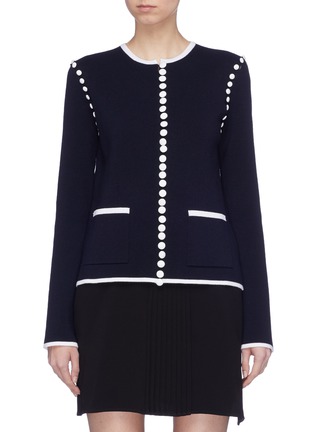 Main View - Click To Enlarge - THOM BROWNE  - Detachable sleeve wool blend knit cardigan