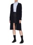 Figure View - Click To Enlarge - THOM BROWNE  - Belted stripe back long wool cardigan