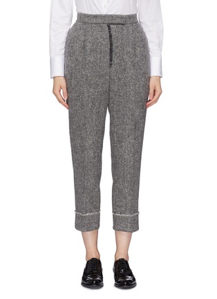 Main View - Click To Enlarge - THOM BROWNE  - Frayed cropped hopsack pants