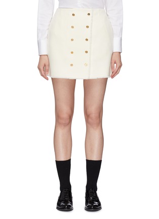 Main View - Click To Enlarge - THOM BROWNE  - Button front frayed mini skirt
