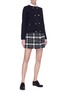 Figure View - Click To Enlarge - THOM BROWNE  - Button front frayed tartan plaid tweed mini skirt