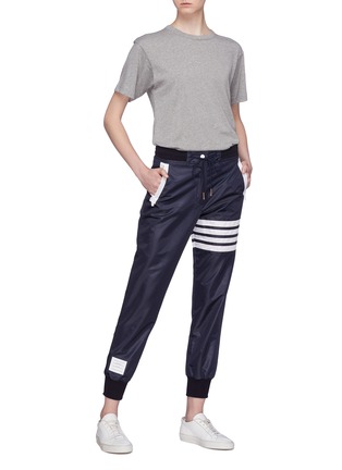 Figure View - Click To Enlarge - THOM BROWNE  - Stripe ripstop sweatpants