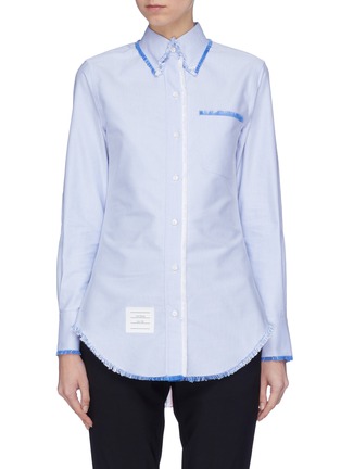 Main View - Click To Enlarge - THOM BROWNE  - Stripe back frayed Oxford shirt