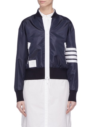 Main View - Click To Enlarge - THOM BROWNE  - Stripe sleeve ripstop bomber jacket