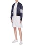 Figure View - Click To Enlarge - THOM BROWNE  - Stripe sleeve ripstop bomber jacket