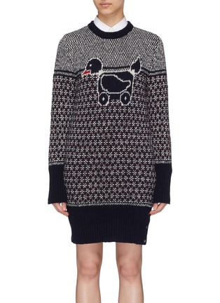 Main View - Click To Enlarge - THOM BROWNE  - Duck intarsia wool mohair sweater dress