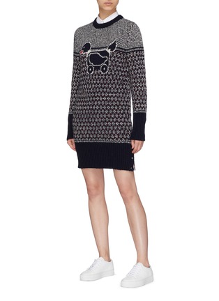 Figure View - Click To Enlarge - THOM BROWNE  - Duck intarsia wool mohair sweater dress