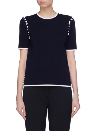 Main View - Click To Enlarge - THOM BROWNE  - Detachable sleeve wool blend knit T-shirt