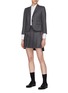 Figure View - Click To Enlarge - THOM BROWNE  - Colourblock pleated wool skirt