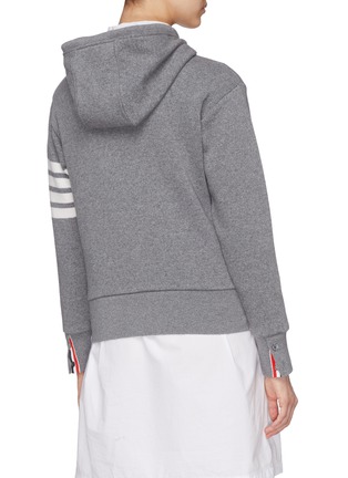 Back View - Click To Enlarge - THOM BROWNE  - Stripe sleeve cashmere-cotton hoodie