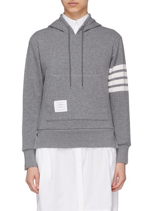 Main View - Click To Enlarge - THOM BROWNE  - Stripe sleeve cashmere-cotton hoodie