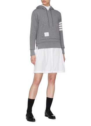 Figure View - Click To Enlarge - THOM BROWNE  - Stripe sleeve cashmere-cotton hoodie
