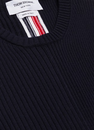  - THOM BROWNE  - Stripe back wool rib knit sweater