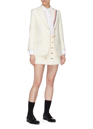 Figure View - Click To Enlarge - THOM BROWNE  - Stripe notched lapel wool-mohair blazer